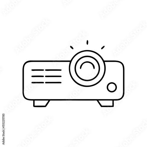 Projector icon emitting light for public speaking presentations