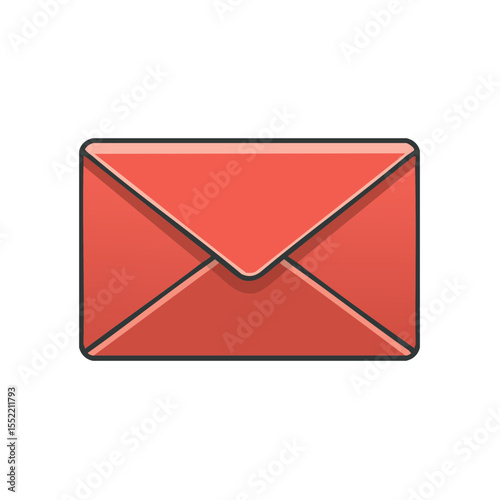 Simple red envelope graphic against black background symbolizing mail and communication for correspondence or invitation design