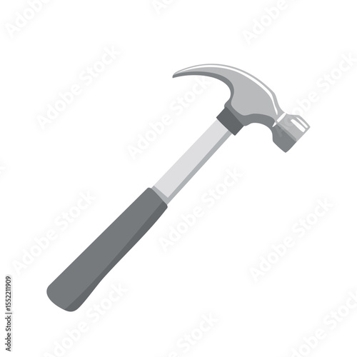 Illustrated Claw Hammer Tool for Carpentry and Home Repair on Black Background Construction Equipment
