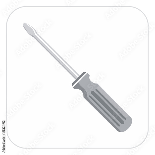 Gray Flathead Screwdriver for Construction and Maintenance Projects Icon