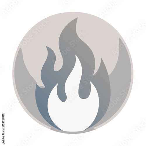 Abstract Flame Emblem Design in Muted Gray Tones Energy Source Icon Graphic