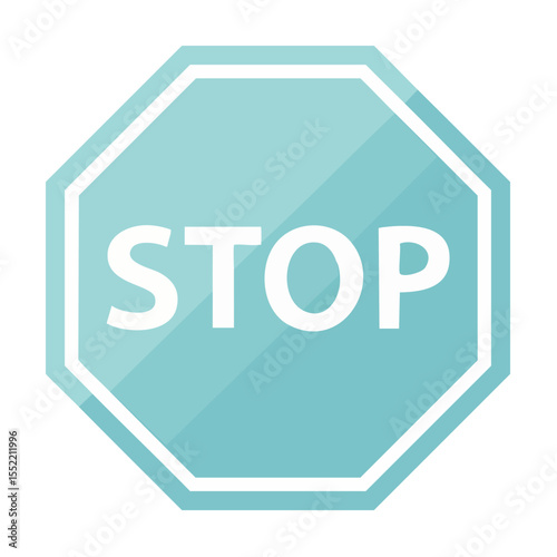 Light Blue Stop Sign Icon Graphic for Road Safety Regulation and Compliance in Transportation Systems