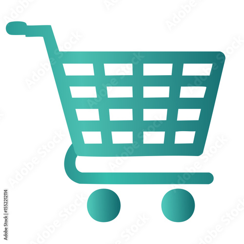 Stylish shopping cart icon with teal gradient on black backdrop symbolizes retail commerce and convenient online purchasing