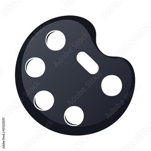 Artistic palette with paint colors, illustration of creative tool for painting and drawing, designer resource on black backdrop
