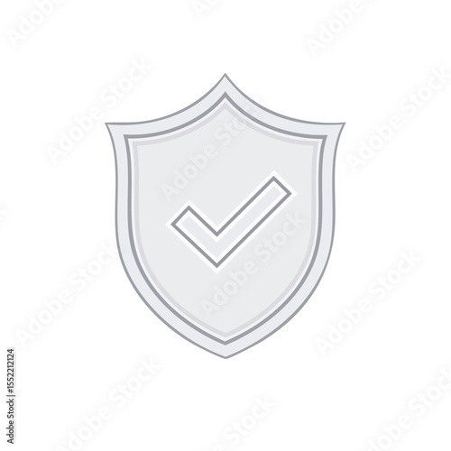 Shield with Check Mark Represents Security and Confirmation Concept in Simple Minimalist Style