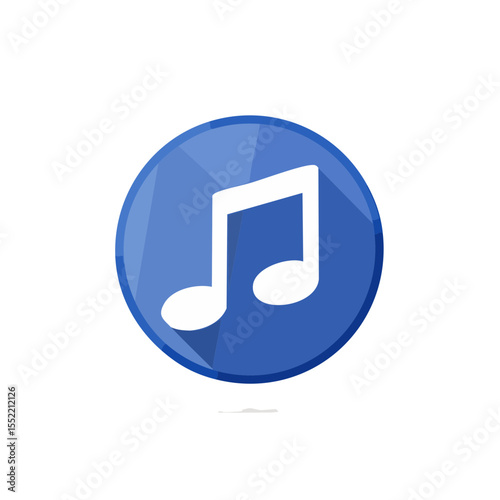 Elegant Blue Music Note Graphic Emblem Symbol for Audio Soundtrack Media