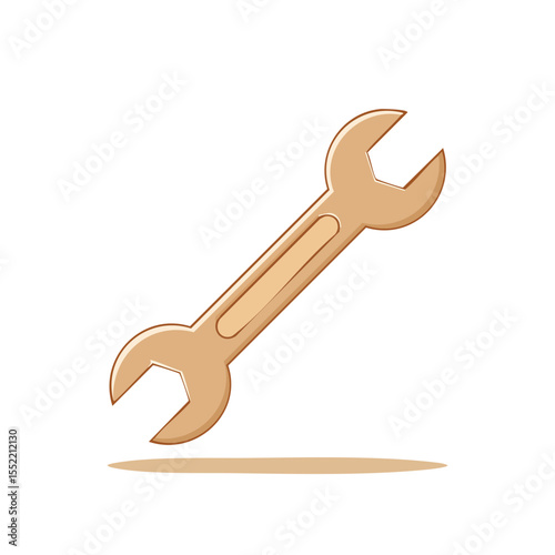 Single cartoon spanner illustration Tool for fixing and repairing equipment in a workshop or garage against a black background