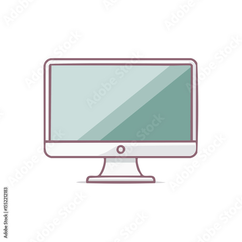 Modern computer screen illustration simple desktop setup for office work graphic design projects and digital presentation technology