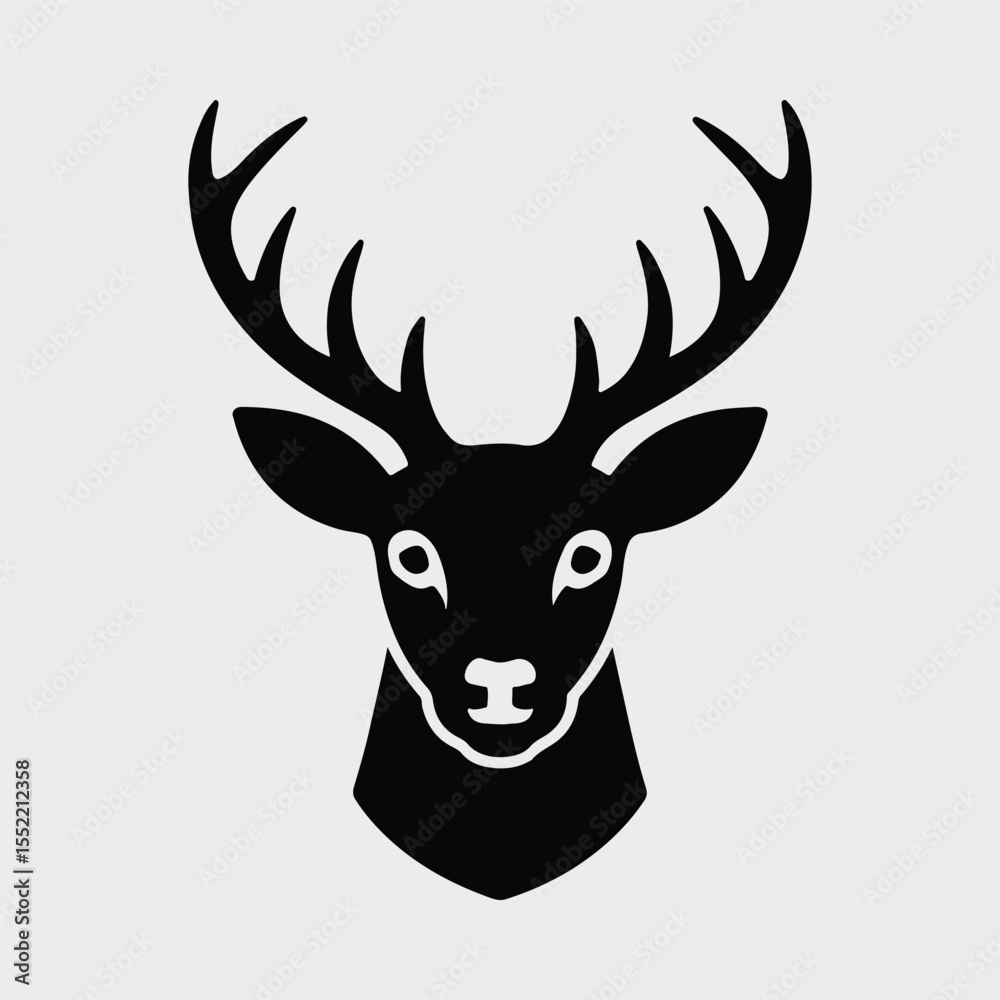 Naklejka premium Silhouette deer head with antlers graphic minimalistic style Vector illustration