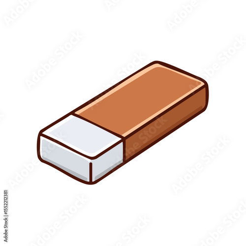 Cartoon Eraser Graphic in Isometric View for Correction of Errors and Deletion on Black Background Educational Supply