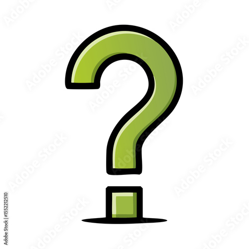 Green question mark symbol on a black background signifies uncertainty and inquiry