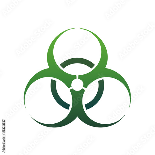 Stylized Biohazard Symbol in Green Gradient Warning of Biological Hazards and Contamination