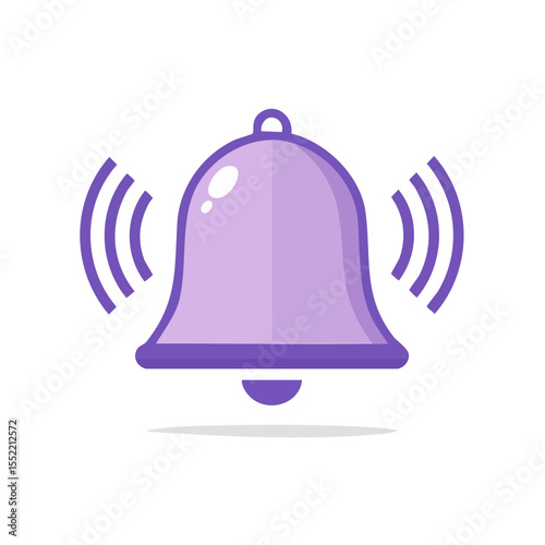 Ringing notification bell icon illustration in purple color scheme for alert message