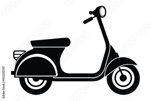 Sleek black retro scooter vector illustration, vintage motor scooter graphic design artwork