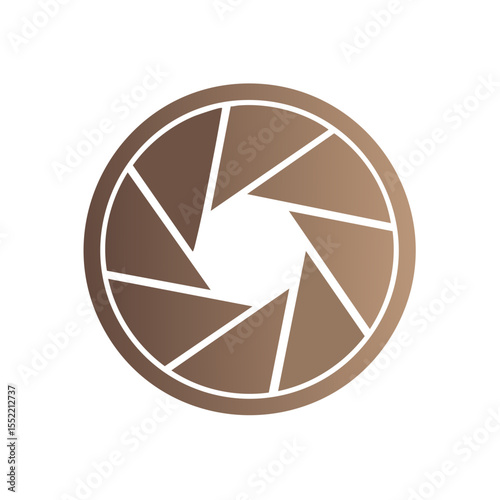 Gradient Brown Camera Lens Aperture Iris Diaphragm on Black Background
