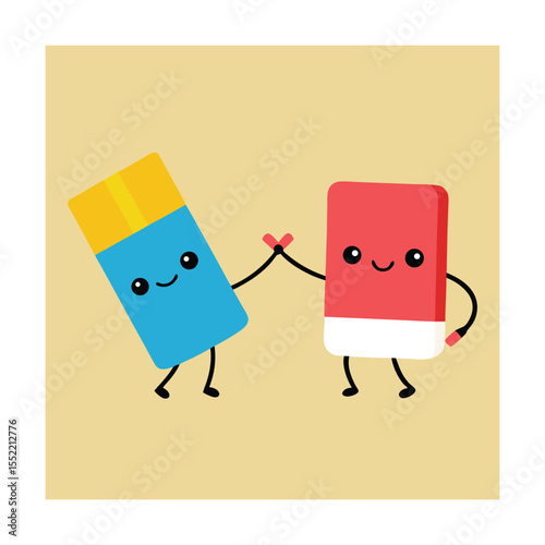 Pencil and Eraser Fist Bump Classroom Friendship