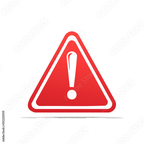 Red triangle warning sign with exclamation point on black backdrop for safety and risk awareness, caution symbol