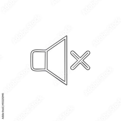 Muted Volume Speaker Icon in White on Black Background, Silent or Off Audio Setting