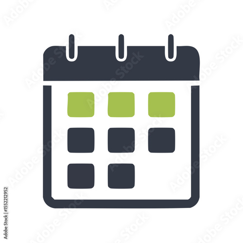 Calendar icon with events highlighted, depicting schedule, dates, reminders and appointments