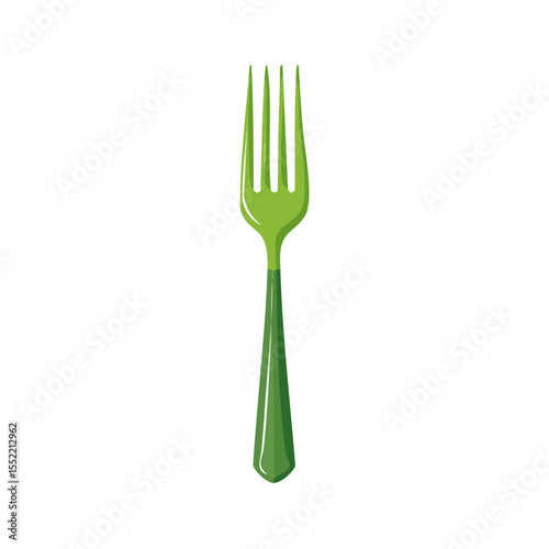 Isolated Green Fork on Black Background Utensil for Eating Tableware Dining Illustration