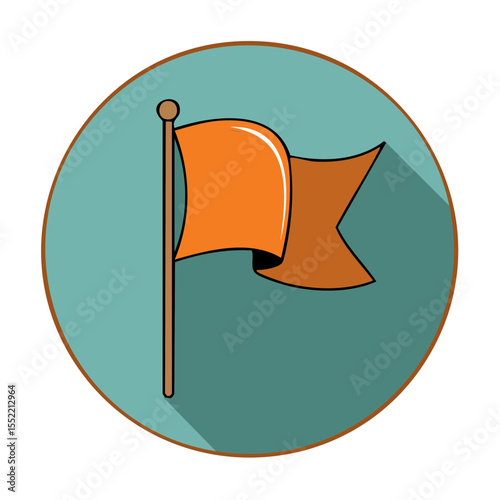 Stylized Orange Flag Illustration Waving on a Mast Goal Achievement Minimalist Concept