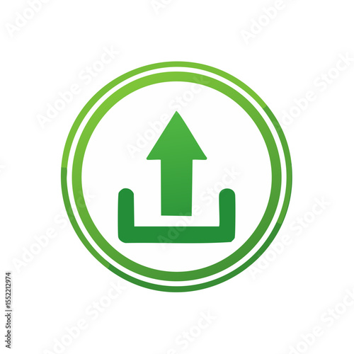 Green Upload Arrow in Circle - Symbol for Transfer, File Sharing, Data Submission Process