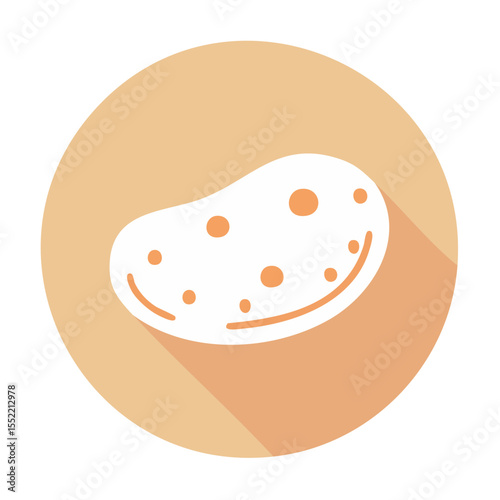 Single Potato Graphic Simple Illustration White Potato with Eyes and Mouth Character Healthy Food Ingredient Cooking Agriculture