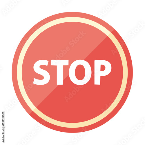 Red Stop Sign Graphic with Yellow Border Commanding Halt and Warning