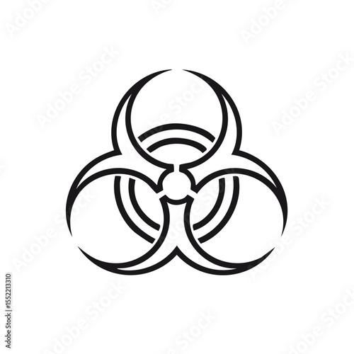 Biohazard Symbol Outline on Black Background Radioactive Warning Hazardous Material Sign
