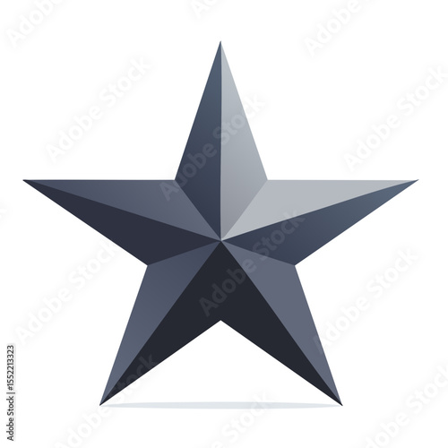 Single Blue Gray Five Point Star Design Against Black Backdrop Geometric Shape Decoration Element