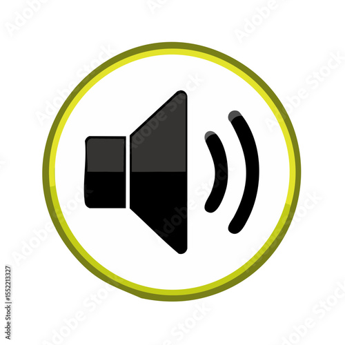 Sound Volume Icon in Round Button with Waves Broadcasting Audio Signal
