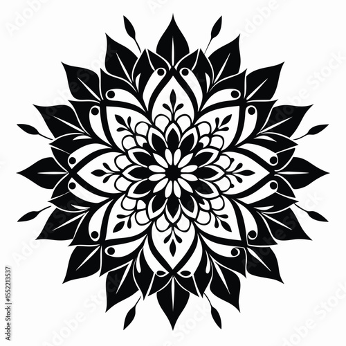 Elegant Black and White Mandala Design Intricate Floral Pattern for Art, Print, and Tattoo Inspiration