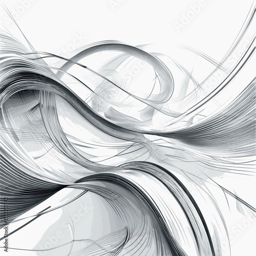 Flowing data streams outline vector. Abstract digital waveforms in motion.