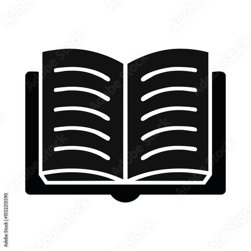 Open Book Icon for Learning or Reading Concepts with Stylized Pages