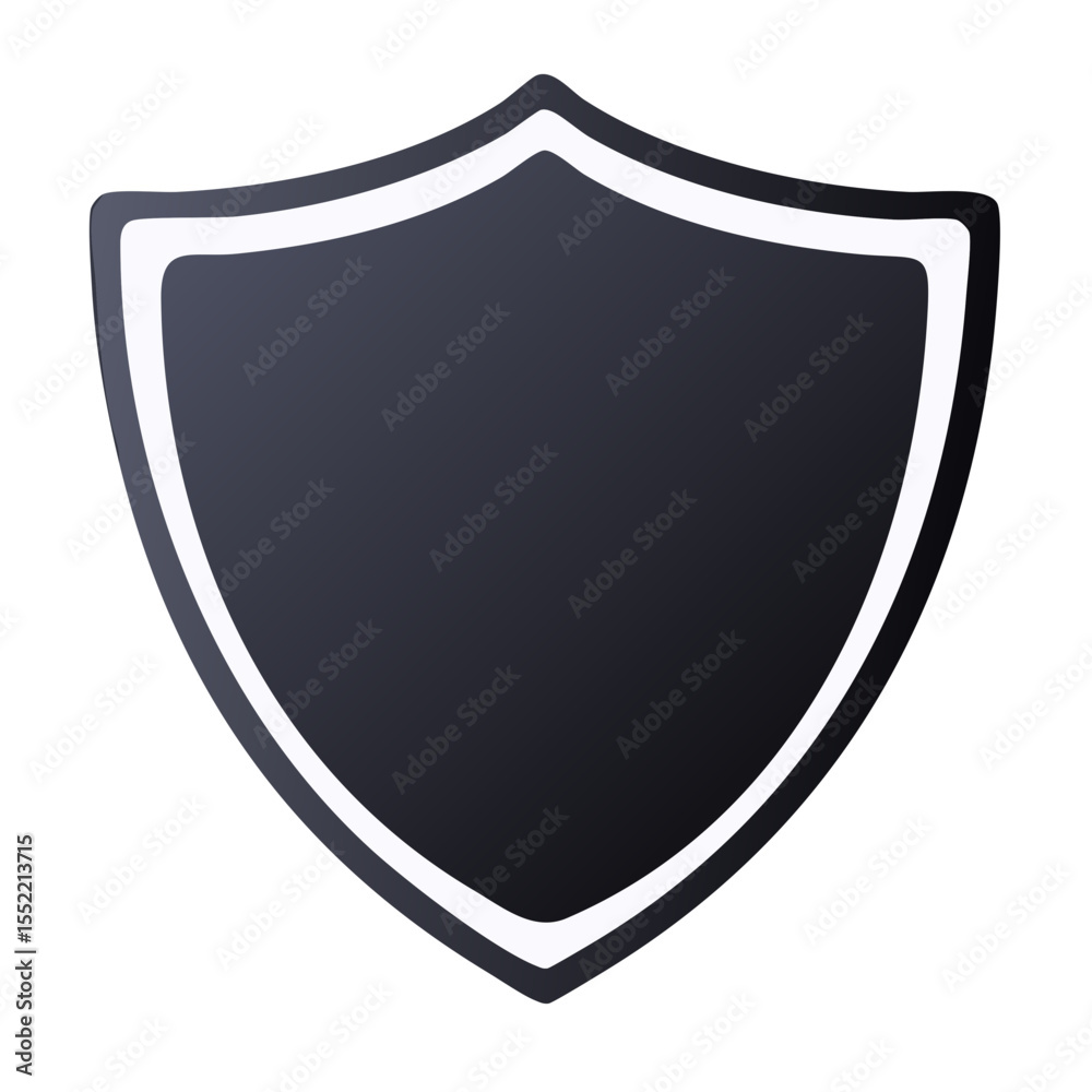 Black Shield Icon with White Outline, Protection and Security Concept Black Shield Icon with White Outline, Protection and Security Concept