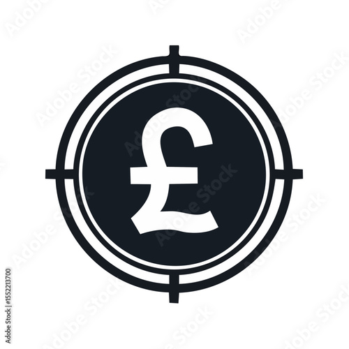Targeting Pound Sterling: Financial Focus Icon in White on Dark Circle