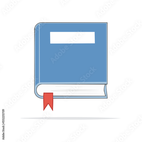 Stylized Blue Book with Bookmark Represents Education Reading and Learning Concepts