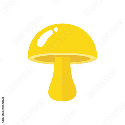 Whimsical yellow mushroom illustration isolated on black background for playful design elements and natural themed artwork