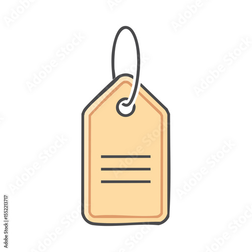 Blank Beige Tag with String for Price or Label on Black Background