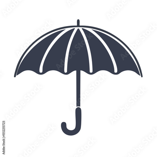 Illustration of a blue open umbrella with white lines on black background