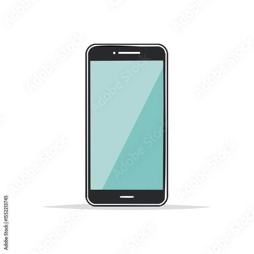 Smartphone with Teal Screen on Black Background, Mobile Technology Communication