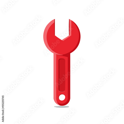 Red Open End Wrench Tool Isolated on Black Background Repair Automotive Maintenance and Engineering Equipment Flat Illustration