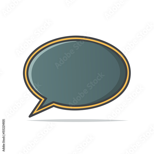 Illustration of a grey cartoon speech bubble with a yellow outline on a black background