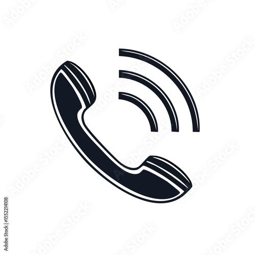 Phone Ringing Illustration of Call Icon Handset on Black Background