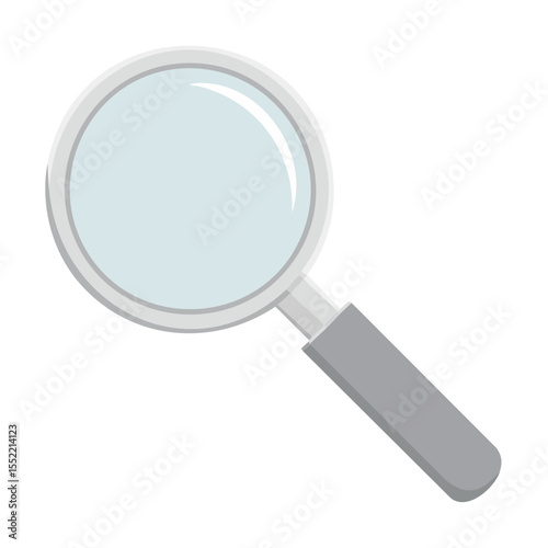 Illustration of a Simple Magnifying Glass with Gray Handle on a Black Background