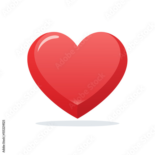 A single red heart floats against a stark black backdrop, radiating affection and romance with its gentle shadows.