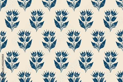 Abstract Modern monotone Hand-drawn flowers, silhouette botanical florals, seamless patterns with floral for textile design, fabric, wallpaper, covers, cards, wall art, posters, and decoration.