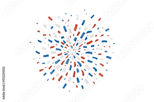 USA Patriotic Confetti Burst in Red White Blue - Transparent Background PNG