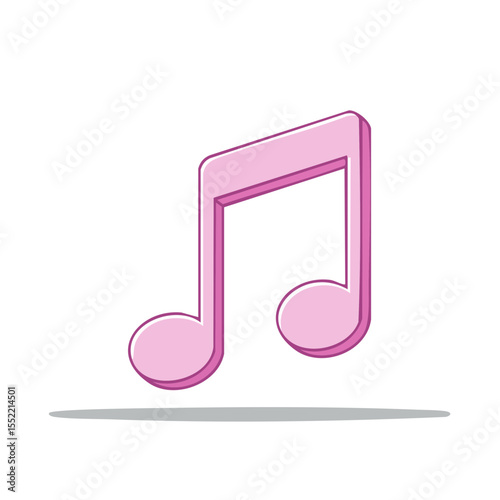 Pink musical note illustration on a black background conveys melody harmony and rhythm for music related design projects