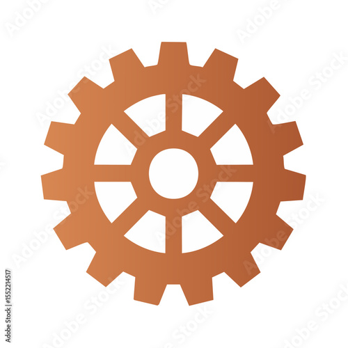 Isolated bronze gear illustration on black backdrop symbolizing engineering and industrial design for mechanics and technology